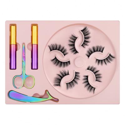 China Best Selling 5pairs Natural Handmade Cheap Makeup Whispy Magnetic Eyelashes Set Length 9-11mm for sale