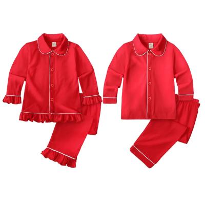 China Wholesale Red Blank Christmas Kids Pajamas 2 Piece Pajamas Sets Hot Selling Custom Printed Kids Pajamas Breathable Cotton Pajamas Sets for sale