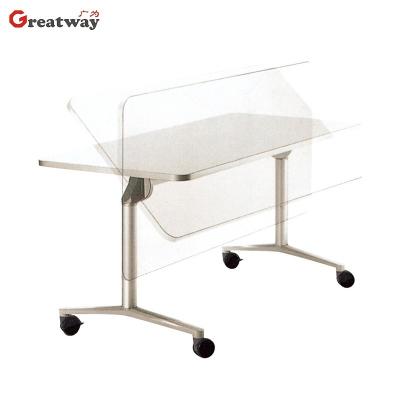 China Guangzhou Metal Iron Customs Office Training Table Modern Foldable Laptop Folding Table With Wheels Office Furniture Desk for sale