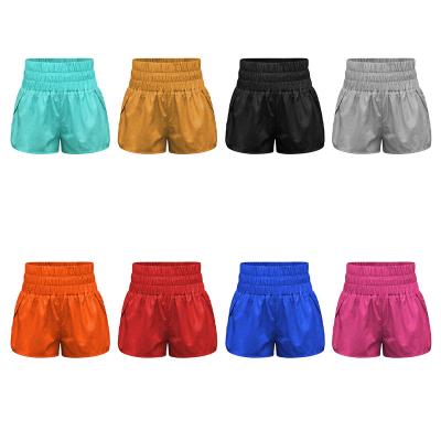 China 2022 Summer Women's Hot QUICK DRY Solid Multicolor Sport Shorts Elastic Waist Quick Dry Running Women's Workout Shorts for sale