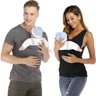 China QUICK DRY TD Skin To Peel Kangaroo Pocket Top T-Shirt For Mens Womens Baby Carrier Soothe V-Neck Kangaroo Sleeveless Tank Tops for sale