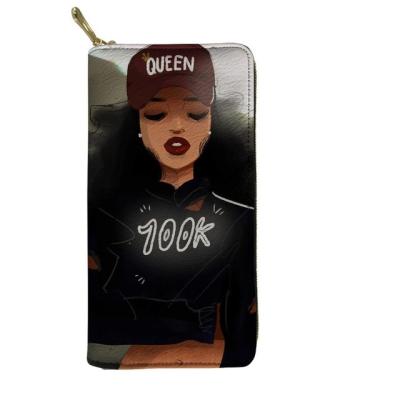 China Wholesale TD Waterproof Wallets Leather Black Woman Afro Girl Clutch Bags Purse Women Money Pocket Bag For Little Girls for sale