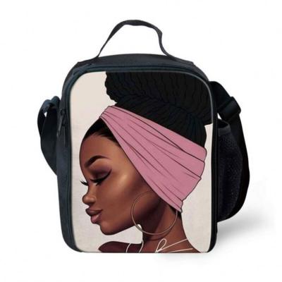 China TD African Girls Style Insulated Black Lunch Bag For School Student Large Capacity Cooler Bag Insulated Cooler Bags Custom Logo for sale