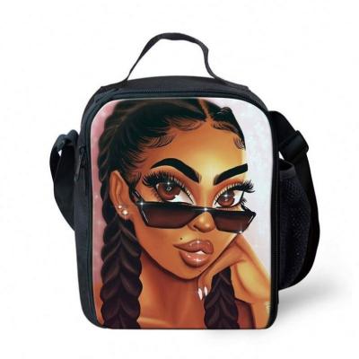 China TD Art African Girls Printed Office School Insulated Shoulder Lunch Bags Women Food Cooler Beach Insulated Waterproof Bag Wholesale for sale