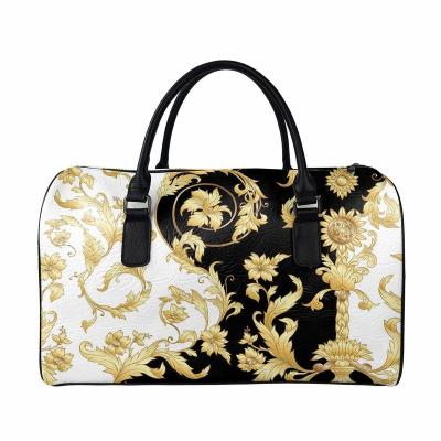 China New Style TD Travel Leather Duffel Bag Waterproof Custom Pattern Luggage Duffel Bag Baroque Style Print Bags For Travel for sale