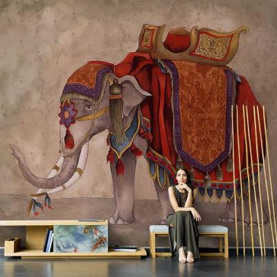 China Abstract 3D Moistureproof 3D Retro Elephant Pattern Art Wall Murals Waterproof Wallpaper For Living Room Home Bedroom for sale