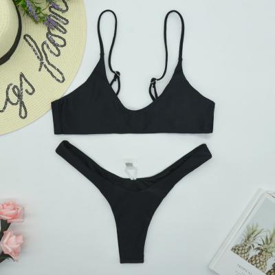 China Hot summer sexy triangle plus size plus size women's swimsuit solid color split swimwear for sale