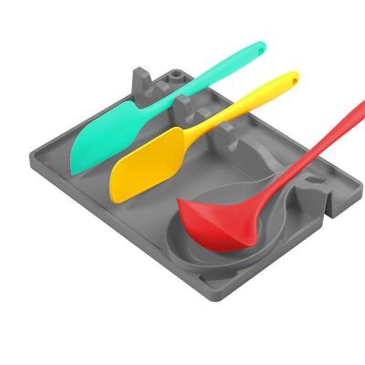 China Sustainable Mascot Larger Spoon Rest Holder Heat Resistant Placemat Pad Kitchen Silicone Shovel Utensil for sale