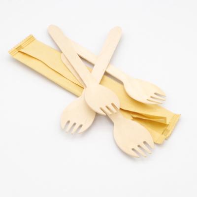 China Disposable Cutlery Fashionable 160mm Individual Wooden Wrap Wooden Spork for sale