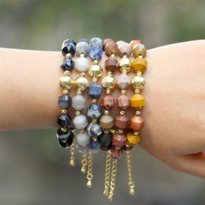 China Hot Sale Wholesale BOHEMIA Stone Colorful Natural Semi-precious Copper Beads Handmade Stretch Bracelet Couples Jewelry For Women Men for sale