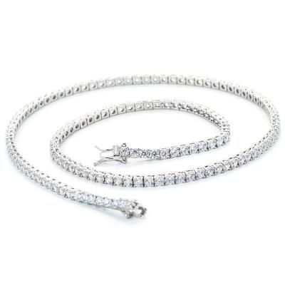 China EYIKA CLASSIC hiphop bling 2mm 3mm 4mm 5mm zircon 925 sterling silver tennis necklace for sale