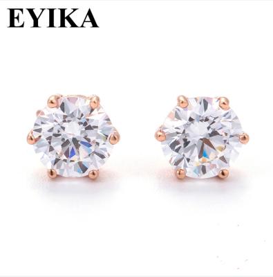 China EYIKA CLASSIC Pure 925 Earrings For Men And Women 3MM Series CZ Paved CZ Earring Gold Plated Silver Jewelry Earring for sale