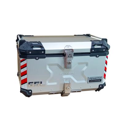 China 65L F2-MOTO Aluminum Alloy Boxes Luggage Carrier Waterproof Silver Rear Top Box For Motorcycle for sale