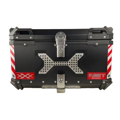 China Motorcycle Luggage System Hot Sale 45L 55L X Motorcycle Embossed Aluminum Alloy Tail Box Trunk Delivery Box Tail For Motorcycle for sale