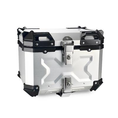 China 45L X Waterproof Design Large Capacity Silver Aluminum Tail Boxes Food Delivery Box Motorcycle for sale