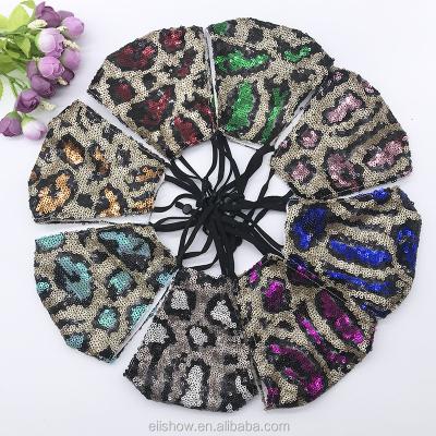 China Party make/decorations 2020 new HOT colors party facemask for adult fashion washable sequin leopard party cotton facemask bling facemask for sale