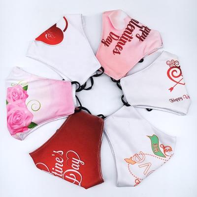 China Party Make / Decorations High Quality Hot Sale Facemask Valentine's Day Adjustable Clown Fashion Party Heart Rose Love Digital Printing FaceMask for sale