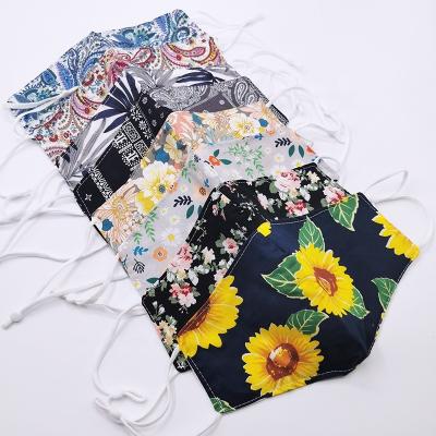 China Party Make Up / Decorations 2020 Hot Polyester Printed Beauty Cotton Fabric 3 Layers Reusable Washable Party Facemask Fashion Flower Print Face Cover for sale