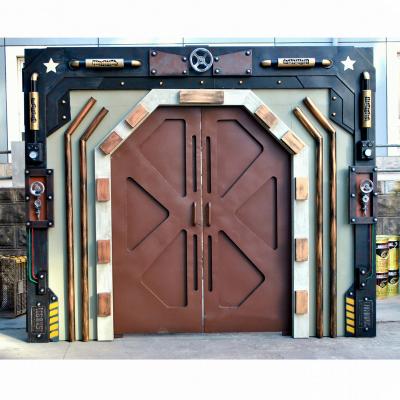 China Latest Design Europe Vintage Retro Style Gold Commercial Door Handmade Industrial Custom Metal Door for sale