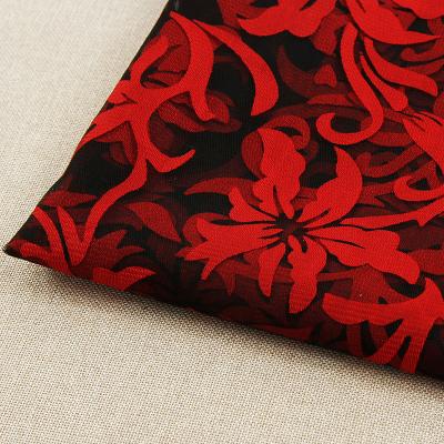 China Wholesale Garment Sexy Bright Red Flowers High Quality Breathable Burnt Fabric For Dress for sale