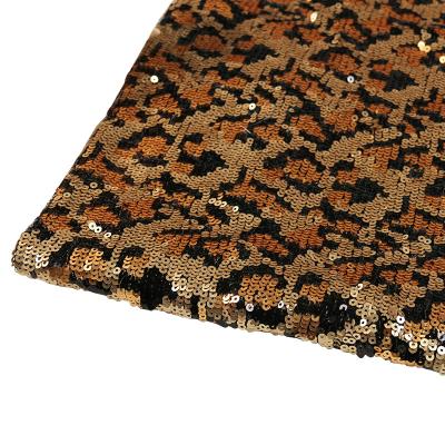 China China Wholesale Fashion Stripe African Leopard Sequin Mesh Fabric For Women for sale