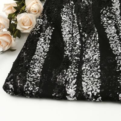 China Wholesale Breathable Dress Fashion Dress Mesh Silver Black Polyester Sequin Fabric for sale