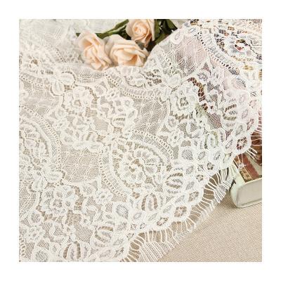 China Viable Wholesale Hot Sale Pattern Clear And Beautiful Nylon Eyelash Lace White Bridal Fabric for sale