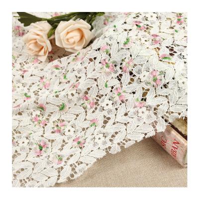 China Factory Wholesale Viable French Flower Quality White Breathable Lace Fabric For Clothing for sale