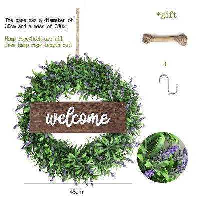 China Realistic Artificial Lavender Plant Wreath Door and Window Ornament Decoration Christmas Border Home Wedding for sale