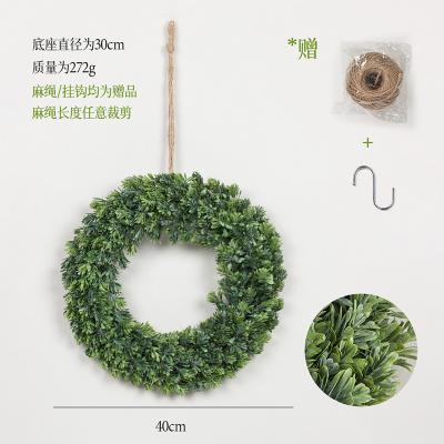 China Artificial Eucalyptus Garland Wedding Decor Indoor Outdoor Farmhouse Green Front Door Boxwood Garland Faux Vanilla Wreath for sale