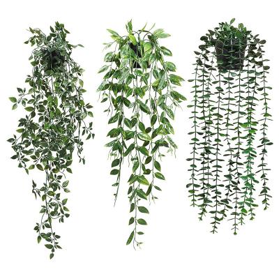 China Minimalist XC-2004 Amazon Small Fake Plants Artificial Hanging Plant Decor , Faux Plants Indoor Outdoor For Shelf Wall Deco for sale