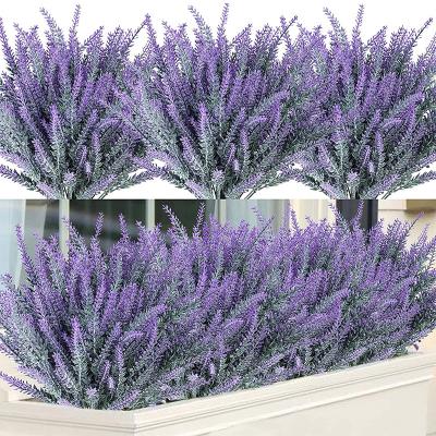 China Beautiful Artificial Flower Amazon Lavender Artificial Flowers Lavender Colorful Artificial Fake Flower Plastic Purple Flower Window Decoration for sale