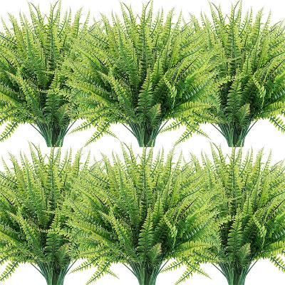 China Boston Fern Outdoor Plastic UV Protection Green Plant Decoration Fake Flower Amazon Beautiful Artificial Flower Colorful Artificial Flower Bouquet for sale