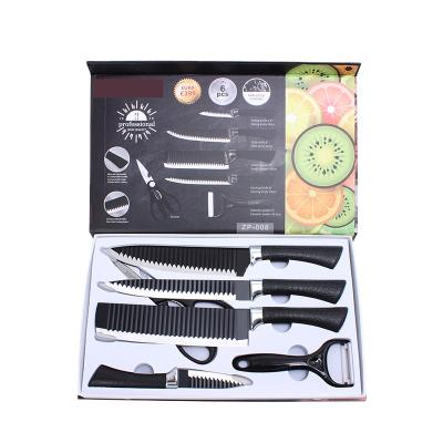 China Stocked OEM 6 Pcs Kitchen Knife Set Stainless Steel Kitchen Knife Gift Box Kitchen Knife Set for sale