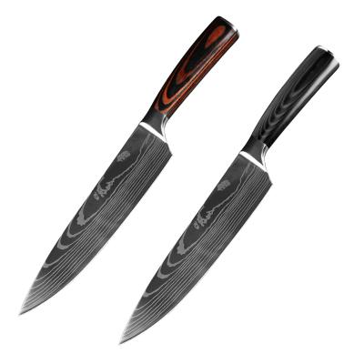 China 8 Inch Stainless Steel 4116 Stainless Steel Handle Viable German Damascus Wood Pattern Chinese Kitchen Knife For Chef for sale