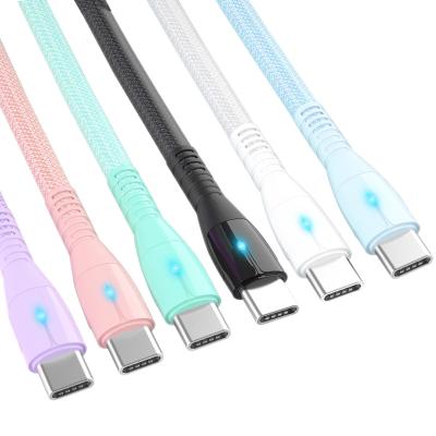 China WIK-YD Strong Durable Multi Color Usb C Cable 3A Nylon Braided Fast Charging USB C LED Micro Cable Fast Charging Type for sale