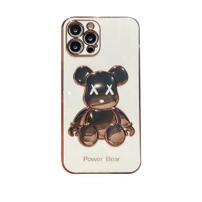 China Wik_MS Shockproof Electroplating Power Bear For Mobile Phone Case Inclusive Side End Hole Accessories Phone Case For Apple for sale