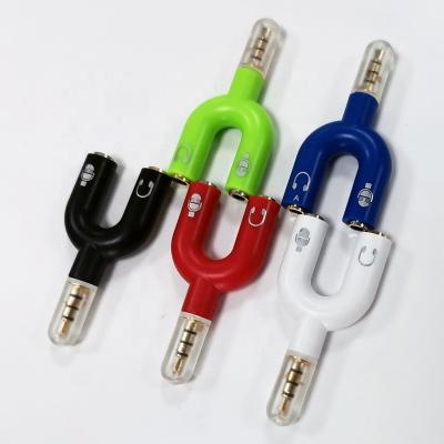 China Wholesale 3.5mm U-AUX Mobile Phone Tablet MP3 WIK-YD 2 in 1 Cable with Spitter Adapter Support Mic Call Phone MP3 MP4 Tablet PC Audio Laptop for sale