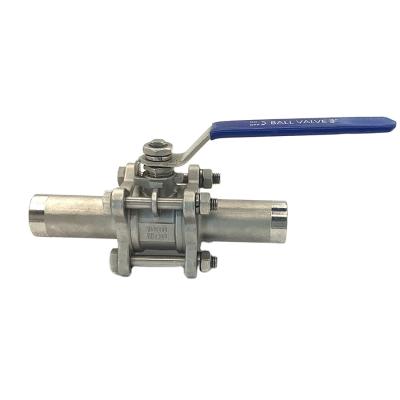 China General price 304 cf8m 1/2-4inch stainless steel butt weld end welding 1 2 3pc welded ball valve with long neck for sale