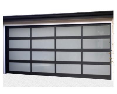 China American Modern Black Aluminum Frosted PC Garage Door Sound Insulation Sectional Folding Over Insulated Glass Sliding Doors For Residential for sale