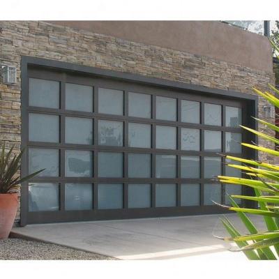 China Sound Insulation Overhead Clear Glass Garage Door Automatic Sectional Residential Insulated Glass Flap Garage Doors for sale