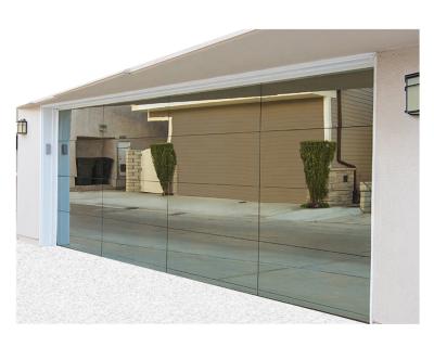 China Heat Insulation 2021 New American Modern Steel Sectional Garage Doors Double Mirrored 16x8 Glass Overhead Insulated Wave Sliding Door Prices for sale