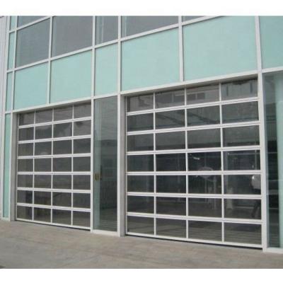 China Waterproof Atomatic Style Open Frame Aluminum Glass Panel Overhead Sectional Sliding Garage Door for sale