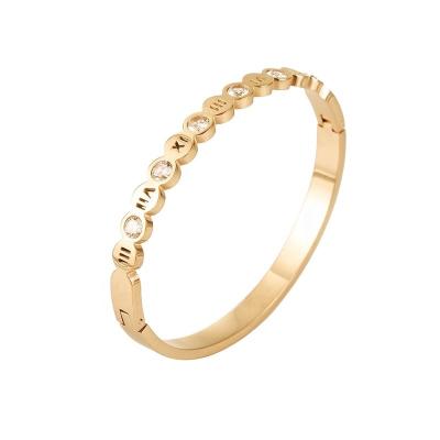 China FASHIONABLE Korean Style Hot Selling Bracelet Engrave Roman Numerals Bracelet With Stone Bangles Jewelry Bracelet 18k Gold For Women for sale