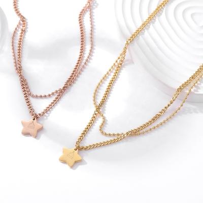 China FASHIONABLE Fashion Star Double Layer Stainless Steel Necklace Chain Restrictor 3mm Pendant Necklace For Girls for sale