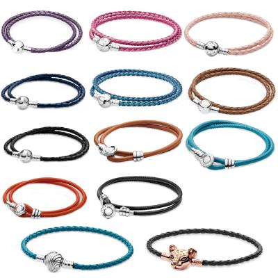 China 2021 new romantic hot sale ladies charm leather braceletS925sterlingsilver suitable for bracelet for sale