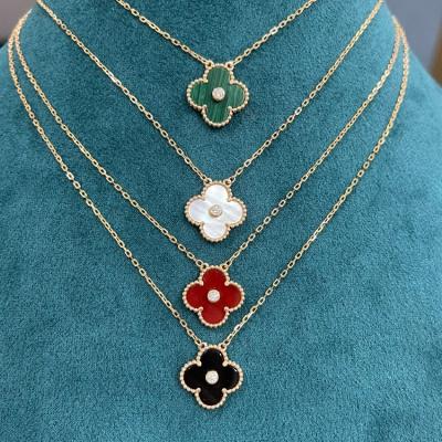 China S925 VCA female classic jewelry necklace four leaf clover necklace exquisite romantic high quality silver lucky agate pendant for sale