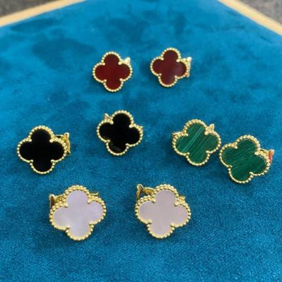 China S925 VCA Lucky Clover Earrings Exquisite Agate Jewelry Romantic High Quality Silver Dangle Female Classic Earrings for sale