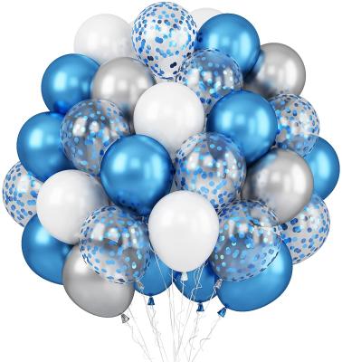 China Blue Silver White Set of Celebration LHD Wedding Birthday Baby Shower Graduation Party Decoration Confetti Latex Balloons for sale