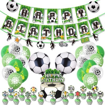 China LHD Boys Birthday Decoration Paper Supplies Pull Themed Flag Cake Insert World Cup Football Party Set for sale